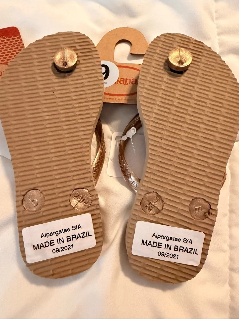 Havaianas Metallic Bronze Flip Flops with Crystal Accent